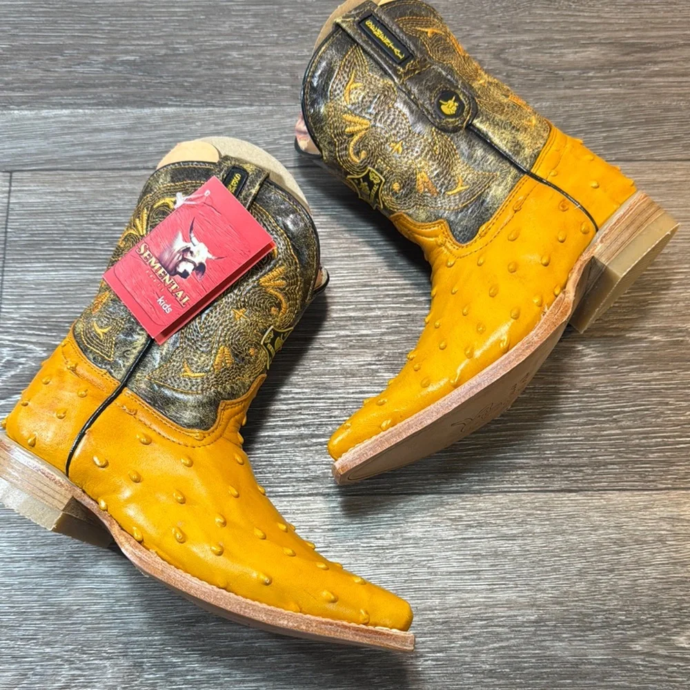 Ostrich western boots %100 leather kids size 12